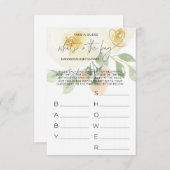 ピンクフローラのバッグベビーシャワーゲームカード エンクロージャーカード (正面/裏面)