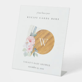 ピンクフローラの切り取りボードレシピカード赤ちゃんシャワー 台座サイン