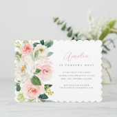 ピンクフローラの最初の誕生日パーティーの招待状 招待状 (スタンド正面)