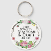 ピンクフローラの木工芸品 キーホルダー (正面)