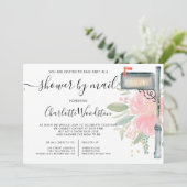 ピンクフローラの水彩のベビーシャワー（郵便箱別） 招待状 (スタンド正面)
