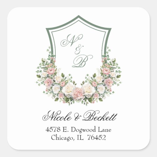 ピンクフローラの紋章 スクエアシール (正面)