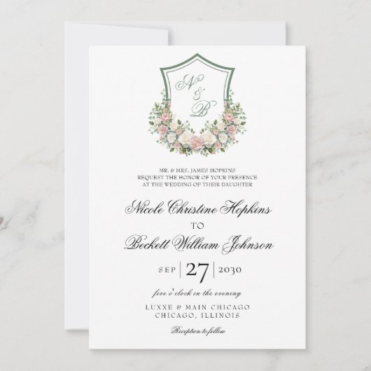 ピンクフローラの紋章 招待状 (正面)