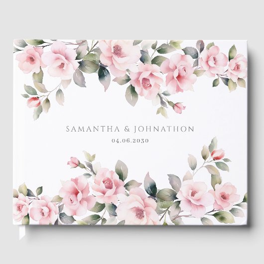 ピンクフローラの結婚水色 ゲストブック (正面)