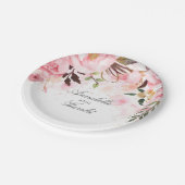 ピンクフローラの結婚水色 ペーパープレート (アングル)