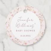 ピンクフローラの野花の赤ちゃん女の子がシャワ感謝していーユー フェイバータグ (正面)