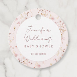 ピンクフローラの野花の赤ちゃん女の子がシャワ感謝していーユー フェイバータグ