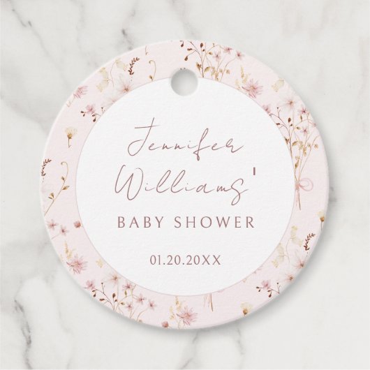 ピンクフローラの野花の赤ちゃん女の子がシャワ感謝していーユー フェイバータグ (正面)