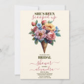 ピンクフローラアイスクリームスコップブライダルシャワー 招待状 (正面)