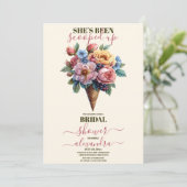 ピンクフローラアイスクリームスコップブライダルシャワー 招待状 (スタンド正面)