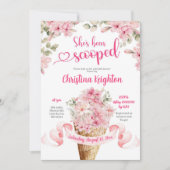 ピンクフローラアイスクリームブライダルシャワー招待 招待状 (正面)