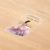 ピンクフローラアクリルキンセアニラスペインの招待状 アクリル招待状 (レイダウン)