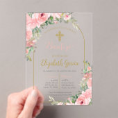 ピンクフローラアクリルスペインの洗礼 アクリル招待状 (インサイチュ (ポータブル))