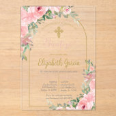 ピンクフローラアクリルスペインの洗礼 アクリル招待状 (正面)