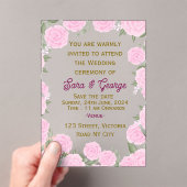 ピンクフローラアクリル結婚式招待状 アクリル招待状 (インサイチュ (ポータブル))