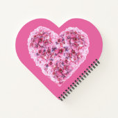 ピンクフローラアジサイハートバレンタイン ノートブック (裏面)