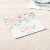 ピンクフローラアジサイ植物学開花バプテスマ スクエアペーパーコースター (アングル)