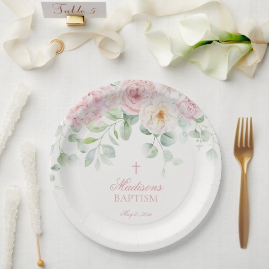 ピンクフローラアジサイ植物学開花バプテスマ ペーパープレート (ウェディング)