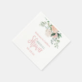 ピンクフローラアジサイ・ユーカリブライダルシャワー スタンダードカクテルナプキン (角)