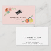 ピンクフローラアップルピアノ先生名刺 名刺 (正面/裏面)