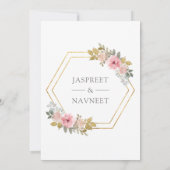 ピンクフローラアナンドカラジインディアンシーク結婚ズ 招待状 (裏面)