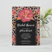 ピンクフローラアニマルプリントブライダルシャワー招待状 (スタンド正面)