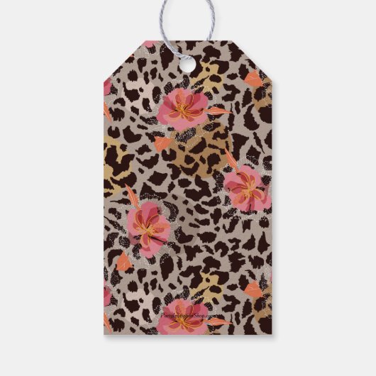 ピンクフローラアニマルプリント誕生日パーティーありがとう ギフトタグ (裏面)