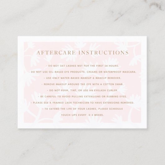 ピンクフローラアフターケアfor Lash Extensionsサロン 名刺 (正面)