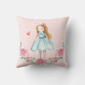 ピンクフローラアリスinワンダーランド不機嫌ティーベイビーガール クッション (裏面)