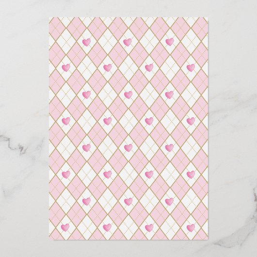 ピンクフローラアリスinワンダーランド赤ちゃんシャワーティー 箔招待状 (裏面)