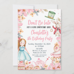 ピンクフローラアリスinワンダーラン誕生日 招待状