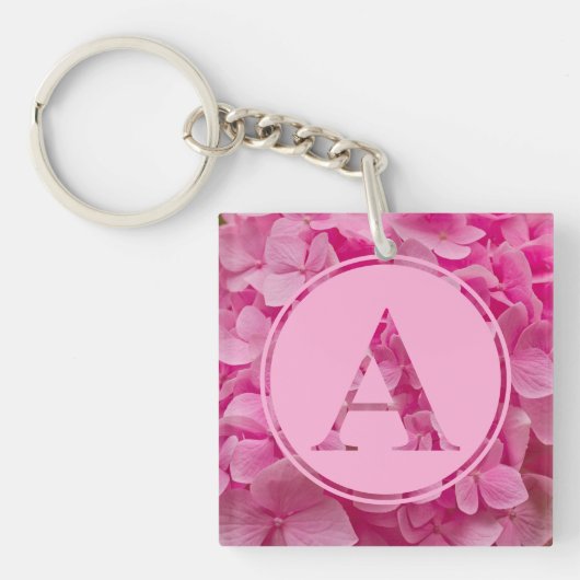 ピンクフローラアルファベット文字「A」およびXO キーホルダー (正面)