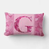 ピンクフローラアルファベット文字"G"腰枕 ランバークッション (正面)
