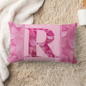ピンクフローラアルファベット文字"R"腰枕 ランバークッション (ブランケット)