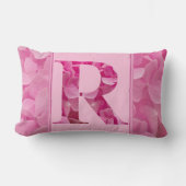 ピンクフローラアルファベット文字"R"腰枕 ランバークッション (正面)