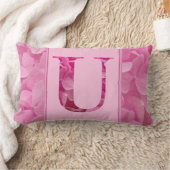 ピンクフローラアルファベット文字"U"腰枕 ランバークッション (ブランケット)