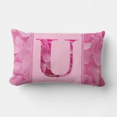 ピンクフローラアルファベット文字"U"腰枕 ランバークッション (正面)