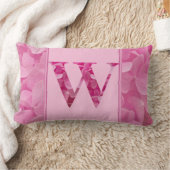 ピンクフローラアルファベット文字"W"腰枕 ランバークッション (ブランケット)