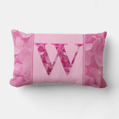 ピンクフローラアルファベット文字"W"腰枕 ランバークッション (正面)