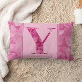 ピンクフローラアルファベット文字"Y"腰枕 ランバークッション (ブランケット)