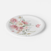 ピンクフローラアレンジメントパステル水彩 ペーパープレート (アングル)