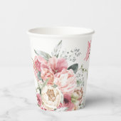 ピンクフローラアレンジメントパステル水彩 紙コップ (裏面)