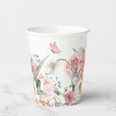 ピンクフローラアレンジメントパステル水彩 紙コップ (左)