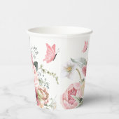 ピンクフローラアレンジメントパステル水彩 紙コップ (右)