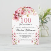 ピンクフローラアーチエレガンス100thバースデーパーティー 招待状 (スタンド正面)