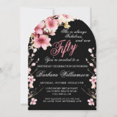 ピンクフローラアーチエレガンス50 & Fabバースデーパーティー 招待状 (正面)