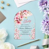 ピンクフローラアーチエレガンス60thバースデーパーティー アクリル招待状 (インサイチュ (ウェディング))