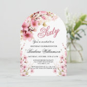 ピンクフローラアーチエレガンス60thバースデーパーティー 招待状 (スタンド正面)