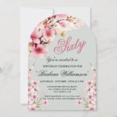 ピンクフローラアーチエレガンス60thバースデーパーティー 招待状 (正面)