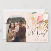 ピンクフローラアーチオメリーフォーフォトホリデーカード シーズンカード (正面)